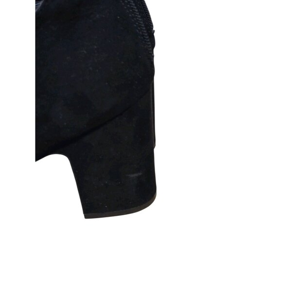 Womens 8.5 Black Faux Suede 3 Strap Mary Jane Pump Heels Round Toe Preppy - Picture 8 of 9